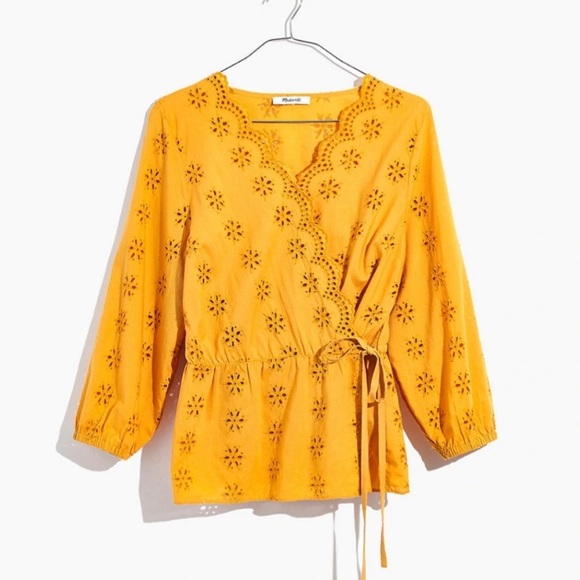 Madewell Tops - Madewell Scalloped Eyelet Wrap Top